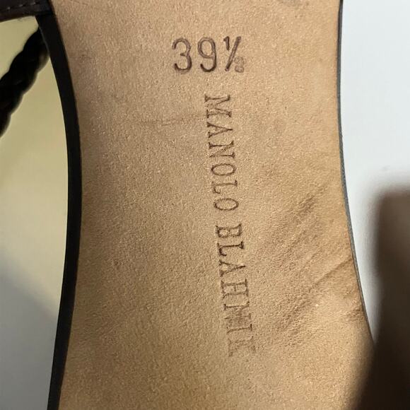 Vintage Manolo Blahnik brown braided leather strappy open toe stiletto heels - Picture 16 of 16